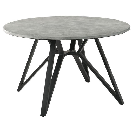 Neil - Round Wood Top Dining Table - Concrete And Black - Simple Home Plus