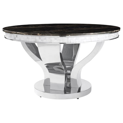 Anchorage - Round Dining Table - Chrome And Black - Simple Home Plus