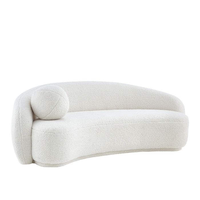 Sherpa Curved Sofa And Toss Pillow With Legs - Cream