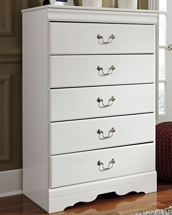 Anarasia - White - Five Drawer Chest - Simple Home Plus