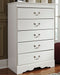 Anarasia - White - Five Drawer Chest - Simple Home Plus