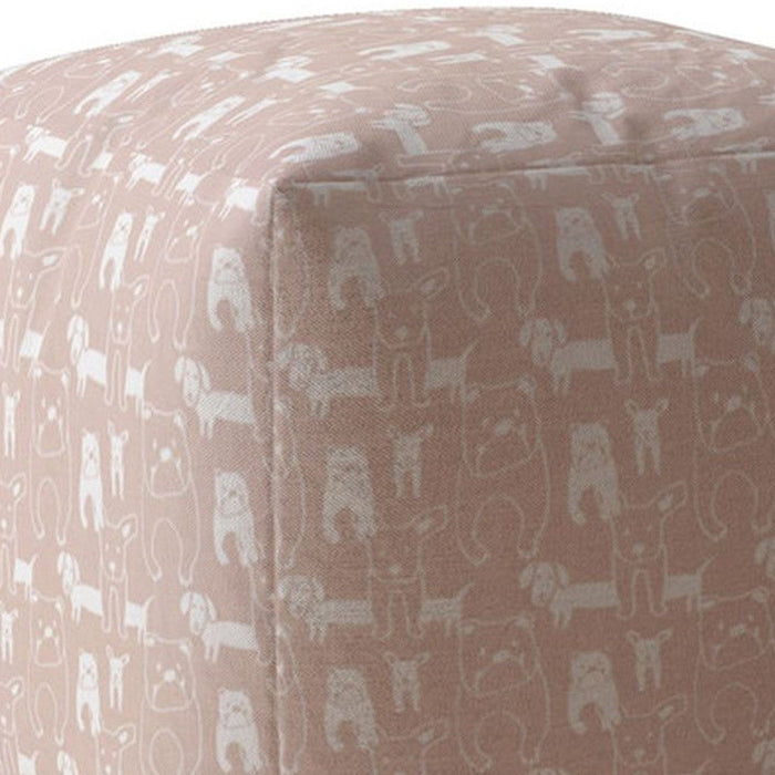 Cotton Animal Print Pouf Ottoman - Pink