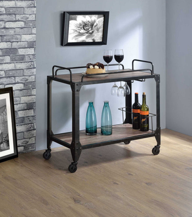 Serving Cart - Rustic Oak / Black