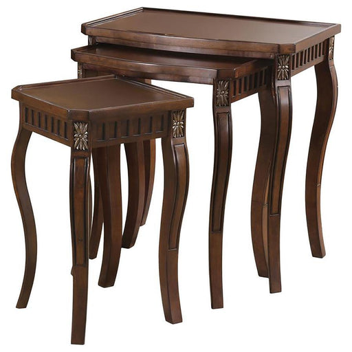 Daphne - 3 Piece Curved Leg Nesting Tables WArm - Brown - Simple Home Plus