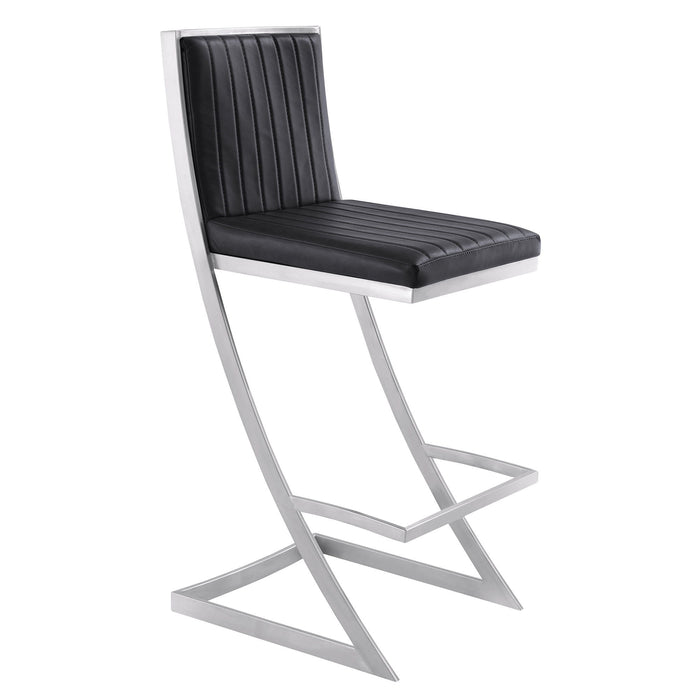 Bar Height Bar Chair - Black / Silver