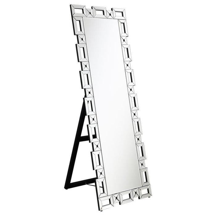 Tavin - Geometric Frame Cheval Mirror - Silver - Simple Home Plus