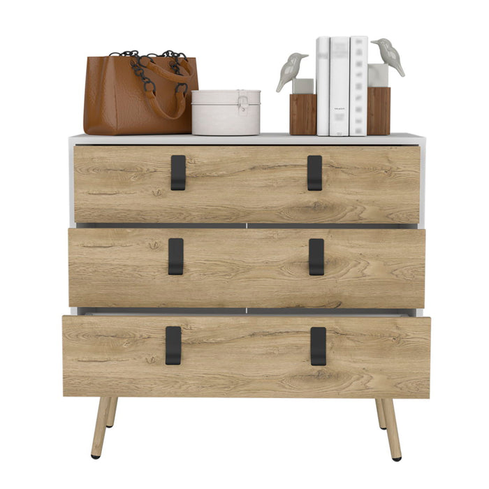 3 Drawer Dresser - White / Natural