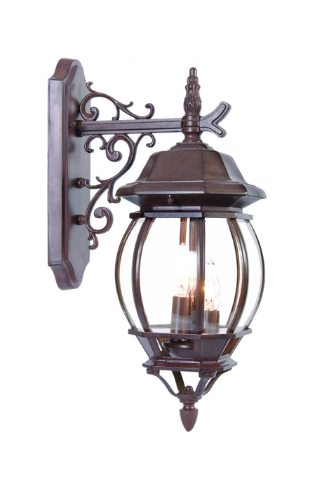 Three Light Hanging Glass Globe Wall Light - Dark Brown