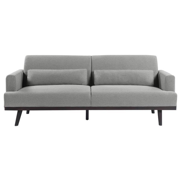 Blake - Upholstered Sofa With Track Arms - Sharkskin And Dark Brown - Simple Home Plus