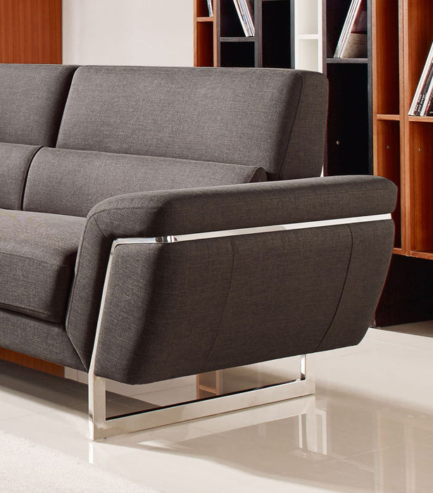 Fabric Foam Wood And Steel Sectional Sofa - Brown