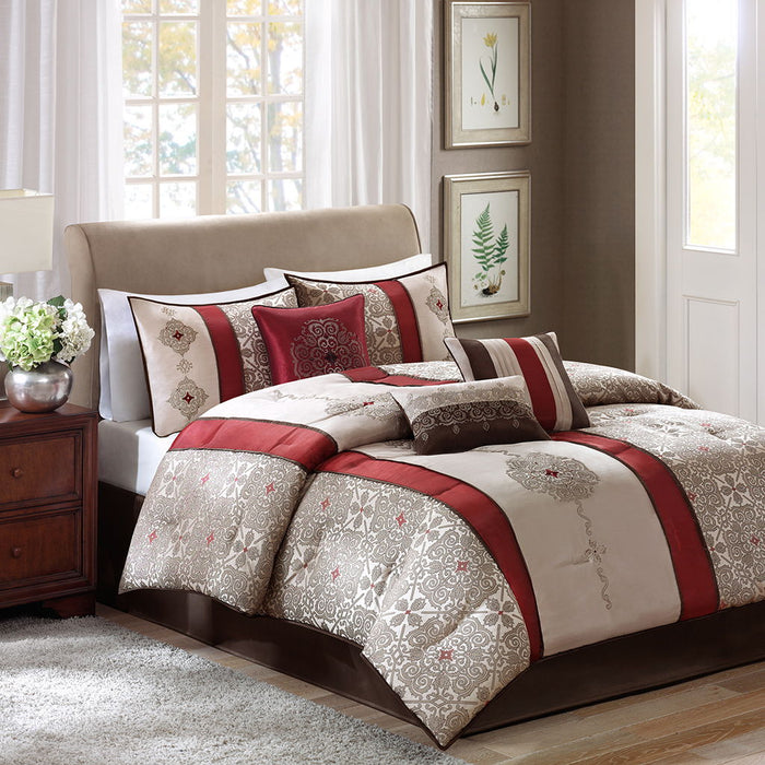 Donovan - California King 7 Piece Comforter Set - Red