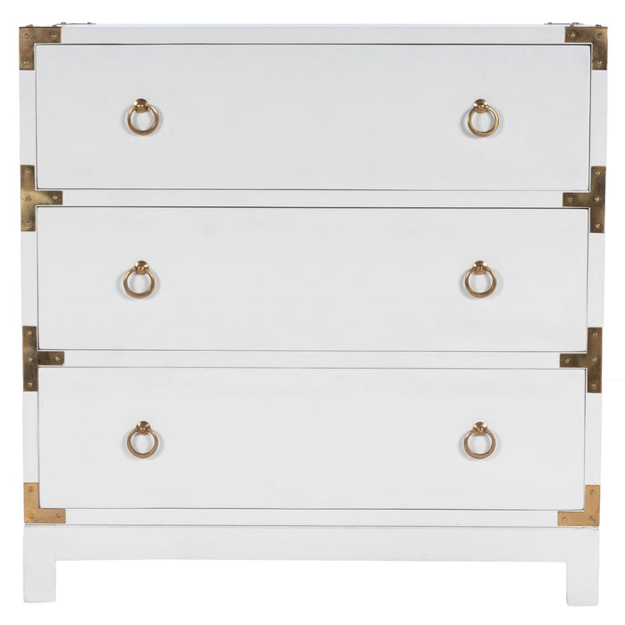 Solid Wood Three Drawer Dresser - White