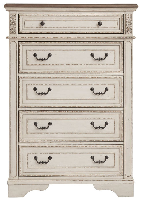 Realyn - White / Brown / Beige - Five Drawer Chest - Simple Home Plus