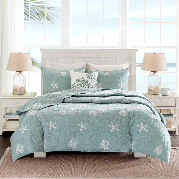 Seaside - 4 Piece Coverlet Set - Seafoam