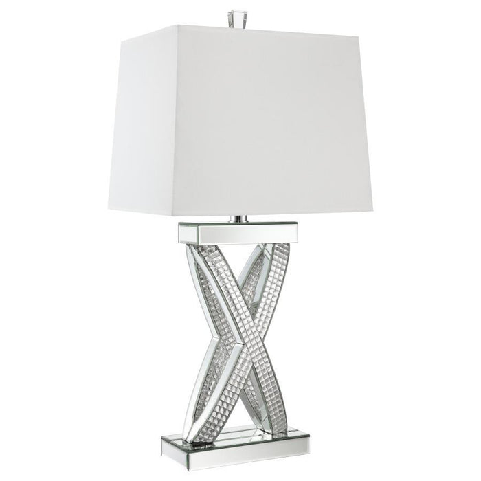 Dominick - Table Lamp With Rectange Shade - White And Mirror - Simple Home Plus