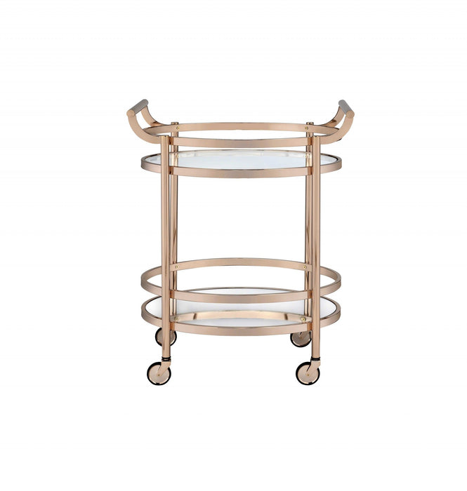 Glass Gold Serving Cart - Clear / Rose