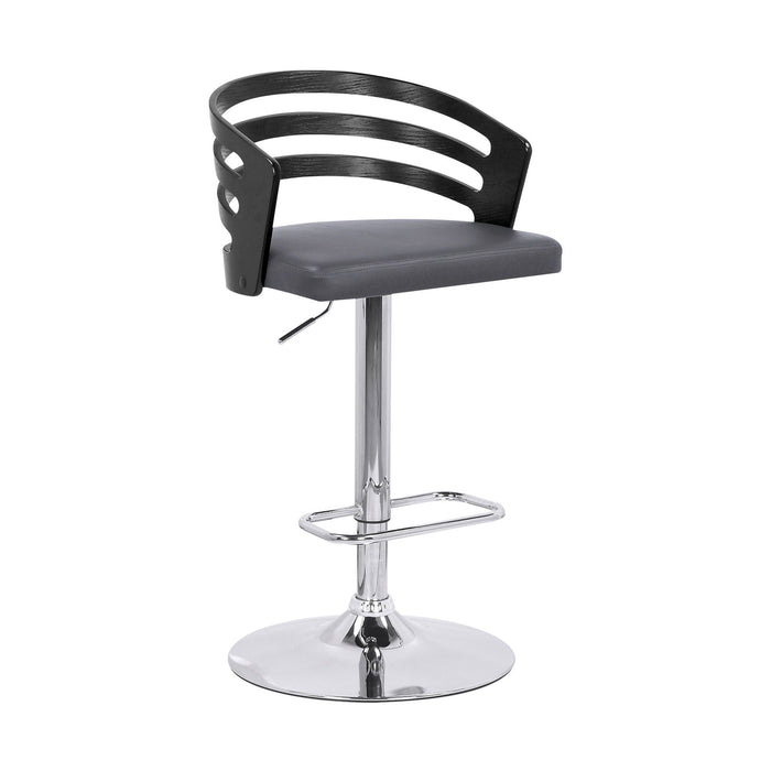 44" Swivel Adjustable Height Bar Chair - Gray / Silver