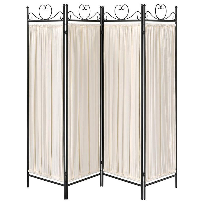 Dove - 4-Panel Folding Screen - Beige And Black - Simple Home Plus