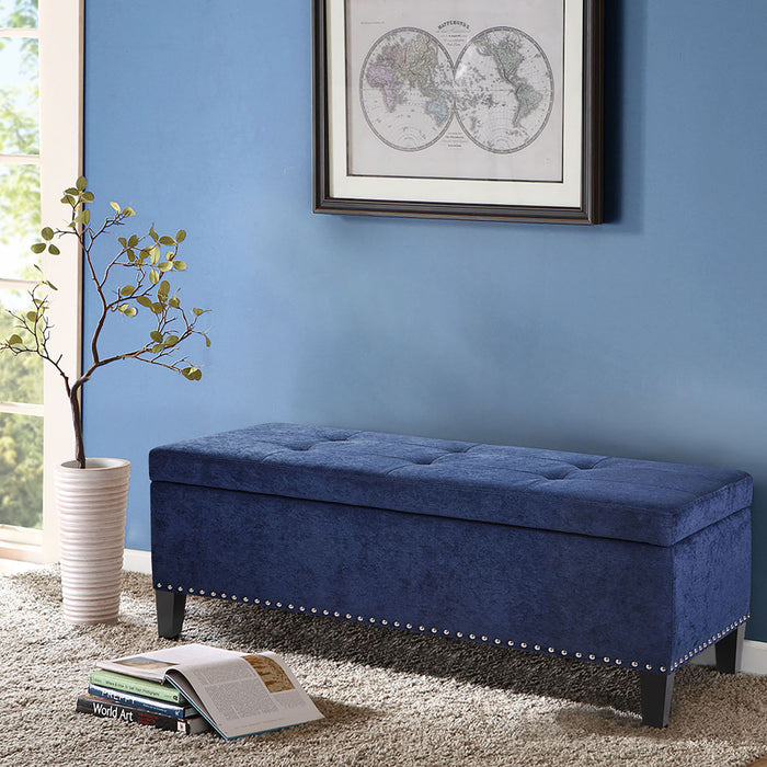 Shandra II - Tufted Top Soft Close Storage Bench - Blue