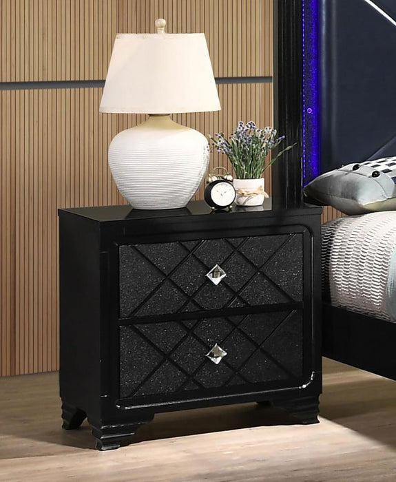 Penelope - 2-Drawer Nightstand - Black - Simple Home Plus