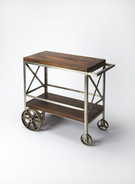 Vintage Style Rolling Server Bar Cart - Brown