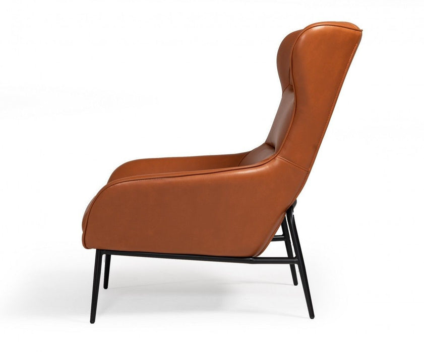 Faux Leather Wingback Chair - Orange And Black