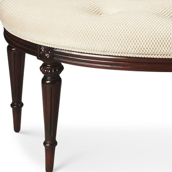 Classic Crescent Shaped Bench - Ivory / Dark Brown