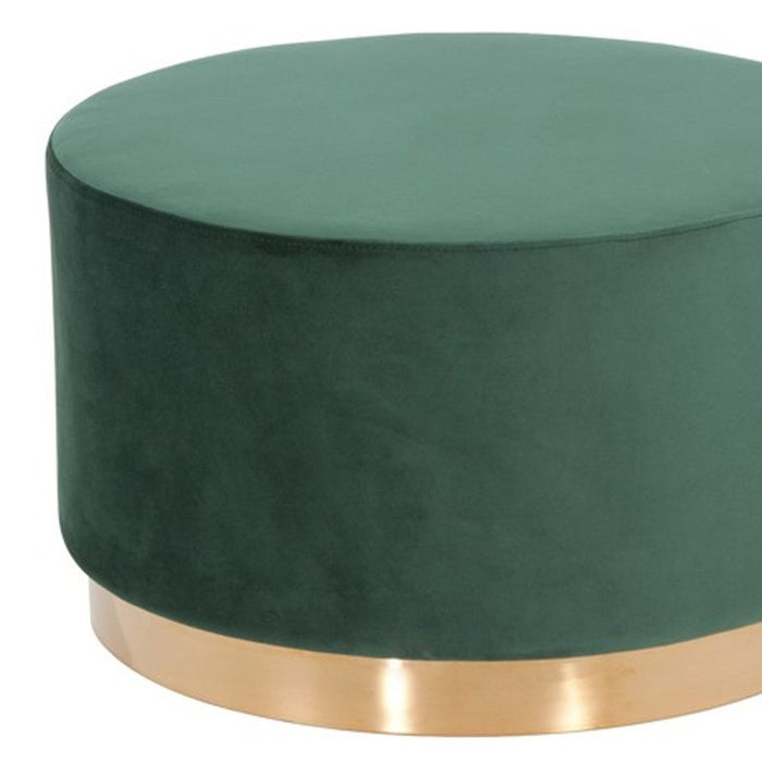 Velvet Footstool Ottoman - Green / Gold