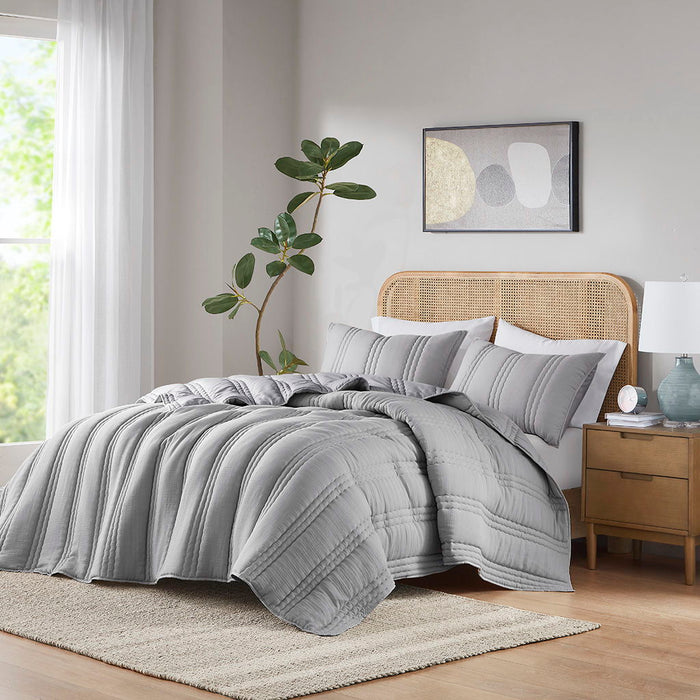 Dune - Poly Gauze Quilt Set - Gray