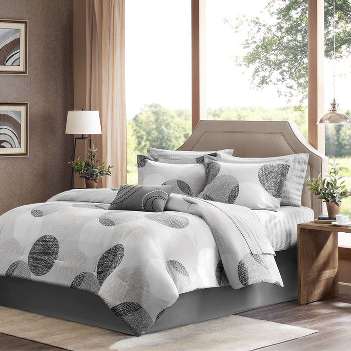 Knowles - King Complete Comforter And Sheet Set - Gray