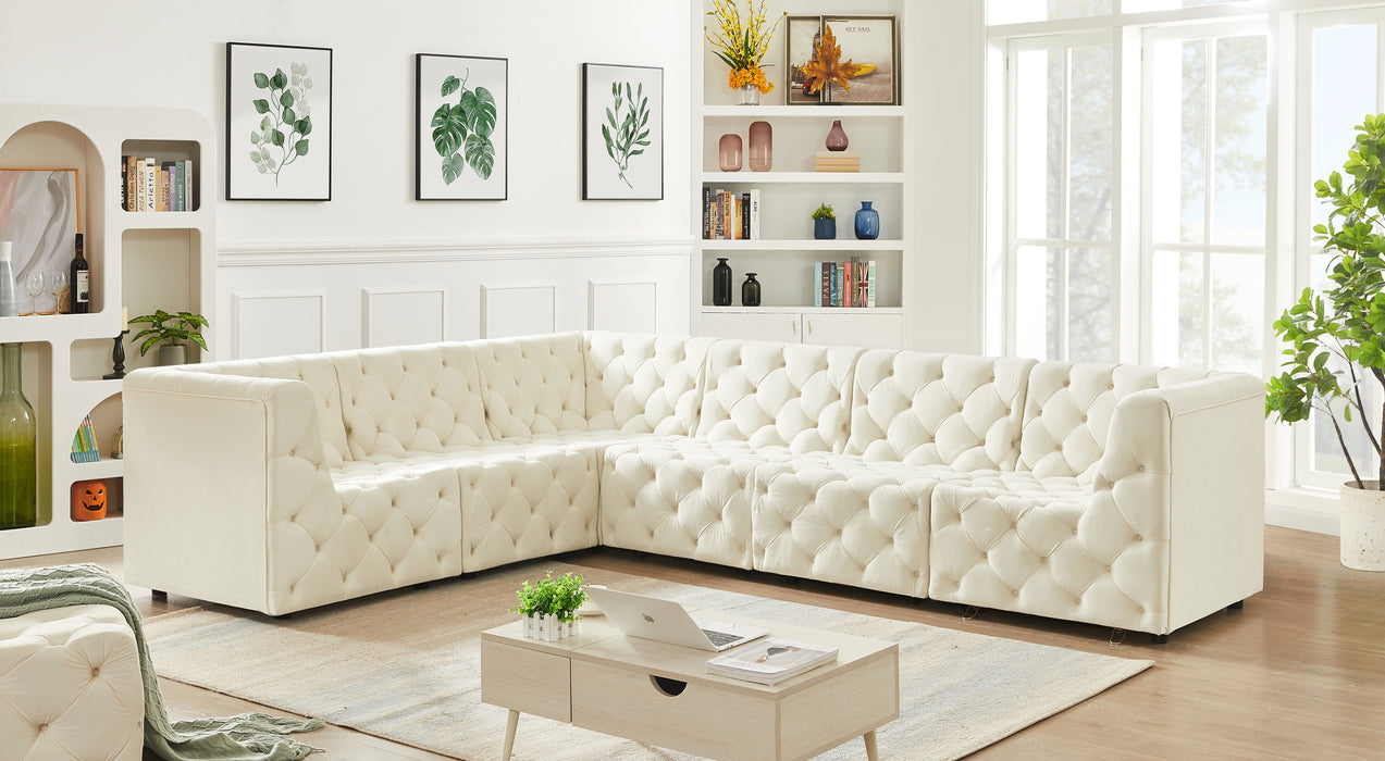 Tuft - Modular Sectional 6 Piece - Cream - Fabric