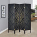 Haidera - 4-panel Damask Pattern Folding Screen - Black - Simple Home Plus