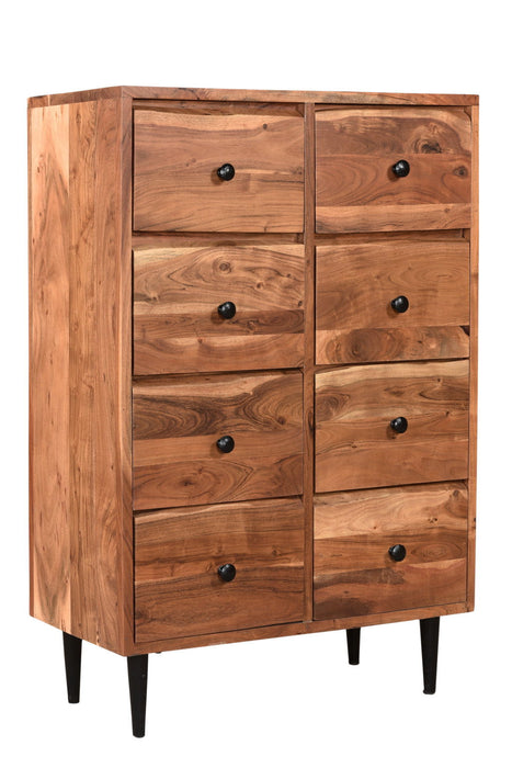 Solid Wood Eight Drawer Chest - Brown