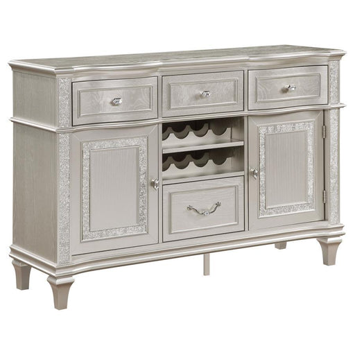 Evangeline - 4-Drawer Sideboard Server With Faux Diamond Trim - Silver Oak - Simple Home Plus