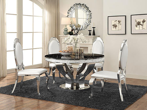 Anchorage - Round Dining Table - Chrome And Black - Simple Home Plus