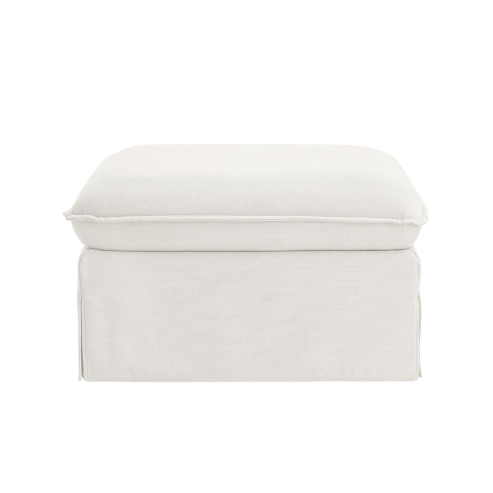 Linen Ottoman - White