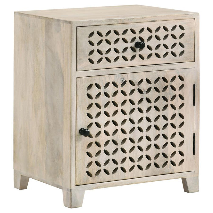 August - 1-Door Accent Cabinet - White Washed - Simple Home Plus