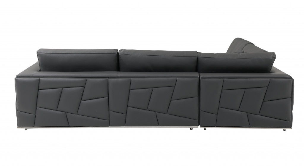 Italian Leather L Shaped Two Piece Corner Sectional - Dark Gray