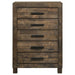 Woodmont - 5-Drawer Chest - Rustic Golden Brown - Simple Home Plus