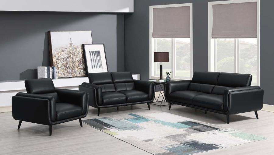 Shania - Track Arms Sofa With Tapered Legs - Black - Simple Home Plus