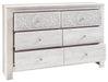 Paxberry - Whitewash - Six Drawer Dresser - Medallion Drawer Pulls - Simple Home Plus