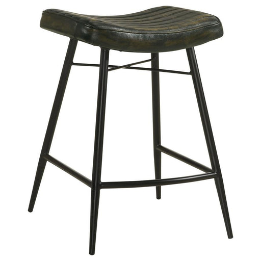 Bayu - Leather Upholstered Saddle Seat Backless Counter Height Stool (Set of 2) - Simple Home Plus