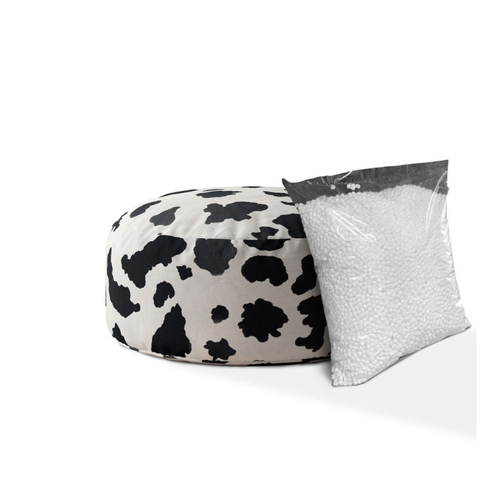 Twill Round Animal Print Pouf Cover - Black / White