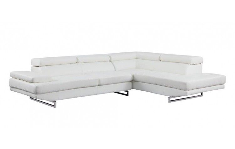 Leather L Shaped Two Piece Corner Sectional - White