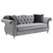 Frostine - Button Tufted Sofa - Silver - Simple Home Plus