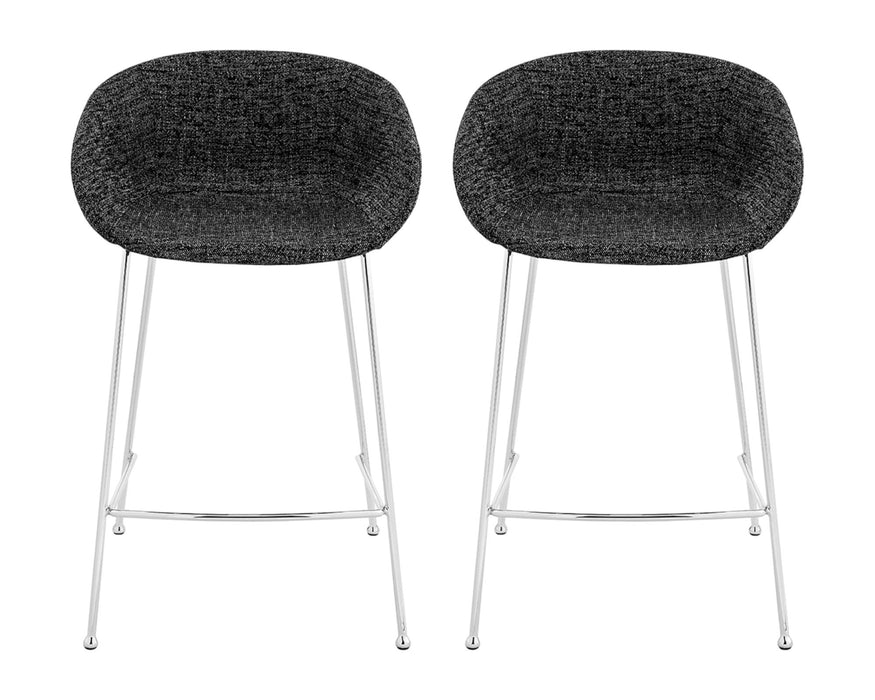 Steel Low Back Counter Height Bar Chairs (Set of 2) - Black / Silver