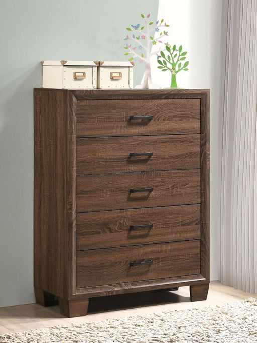 Brandon - 5-Drawer Chest - Medium WArm - Brown - Simple Home Plus