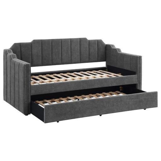 Kingston - Upholstered Twin Daybed With Trundle - Charcoal - Simple Home Plus