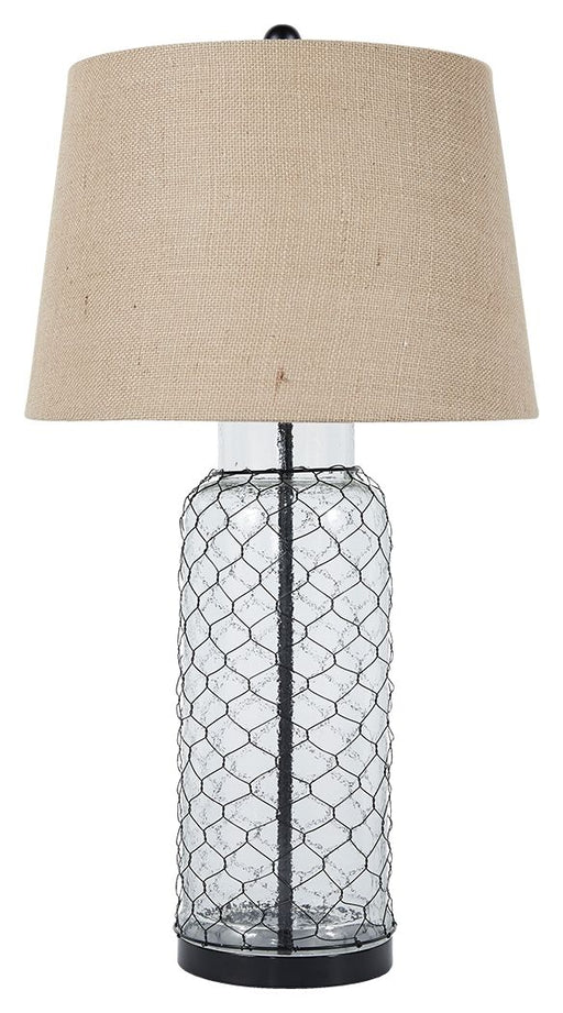 Sharmayne - White - Glass Table Lamp  - Wrapped With Wire - Simple Home Plus