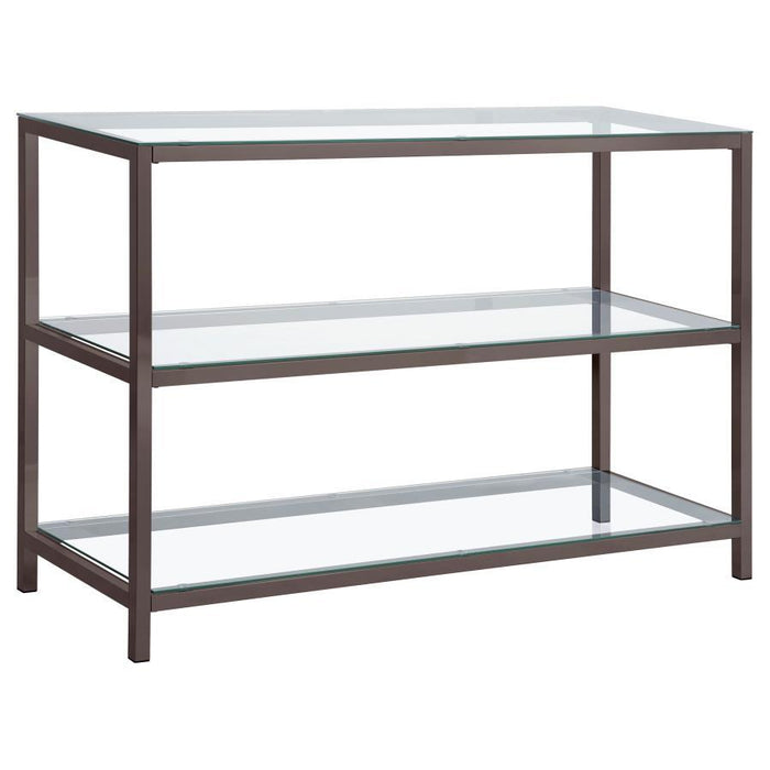 Trini - Sofa Table With Glass Shelf - Black Nickel - Simple Home Plus